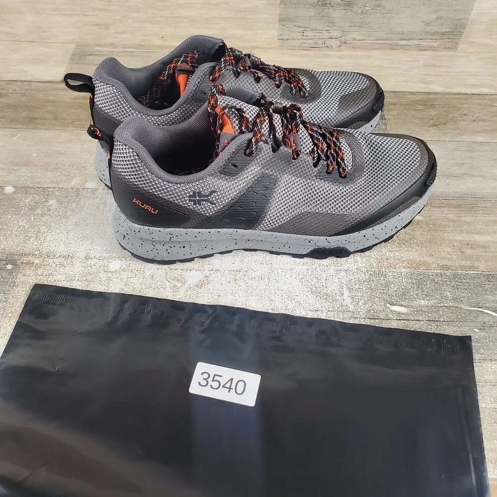 Kuru Atom Mens Hiking Shoes Sz 9.5 M Lead Gray Orange Spice Mesh Lace Up Sneaker